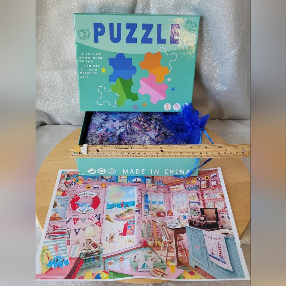 Beach Hut Wooden Puzzles 500 Piece, Jigsaw Puzzle for Adults All Occasion